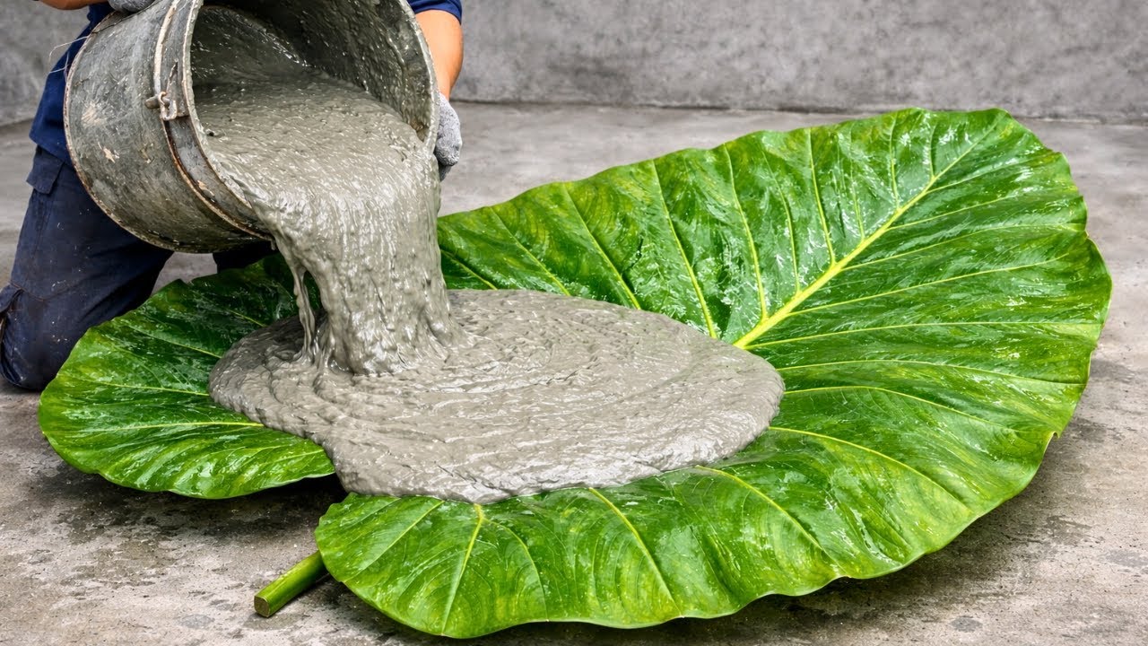 Pour Cement Over Taro leaves, You'll be surprised! Unique Garden decoration ideas for you