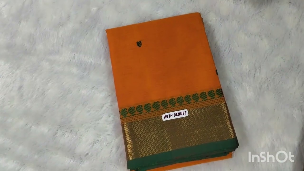 🌸100 count kanchi cotton small border with butta design sarees with blouse 🌸@Sashaboutique2024 