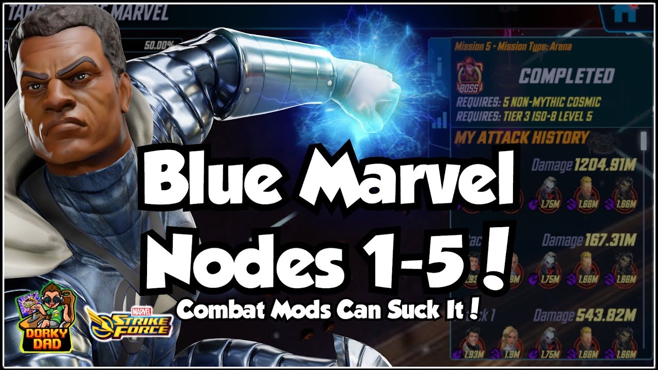 Событие &laquo;Открытие Blue Marvel&raquo;! | Узлы 1-5 | Они ослабили врагов? | Marvel Strike Force | MSF