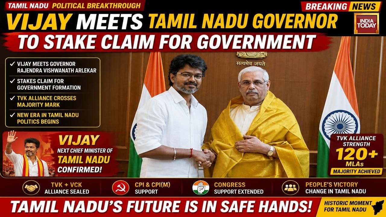 Tamil Nadu Government Formation: CM-Designate TVK Chief Vijay Submits Support Letters To Governor