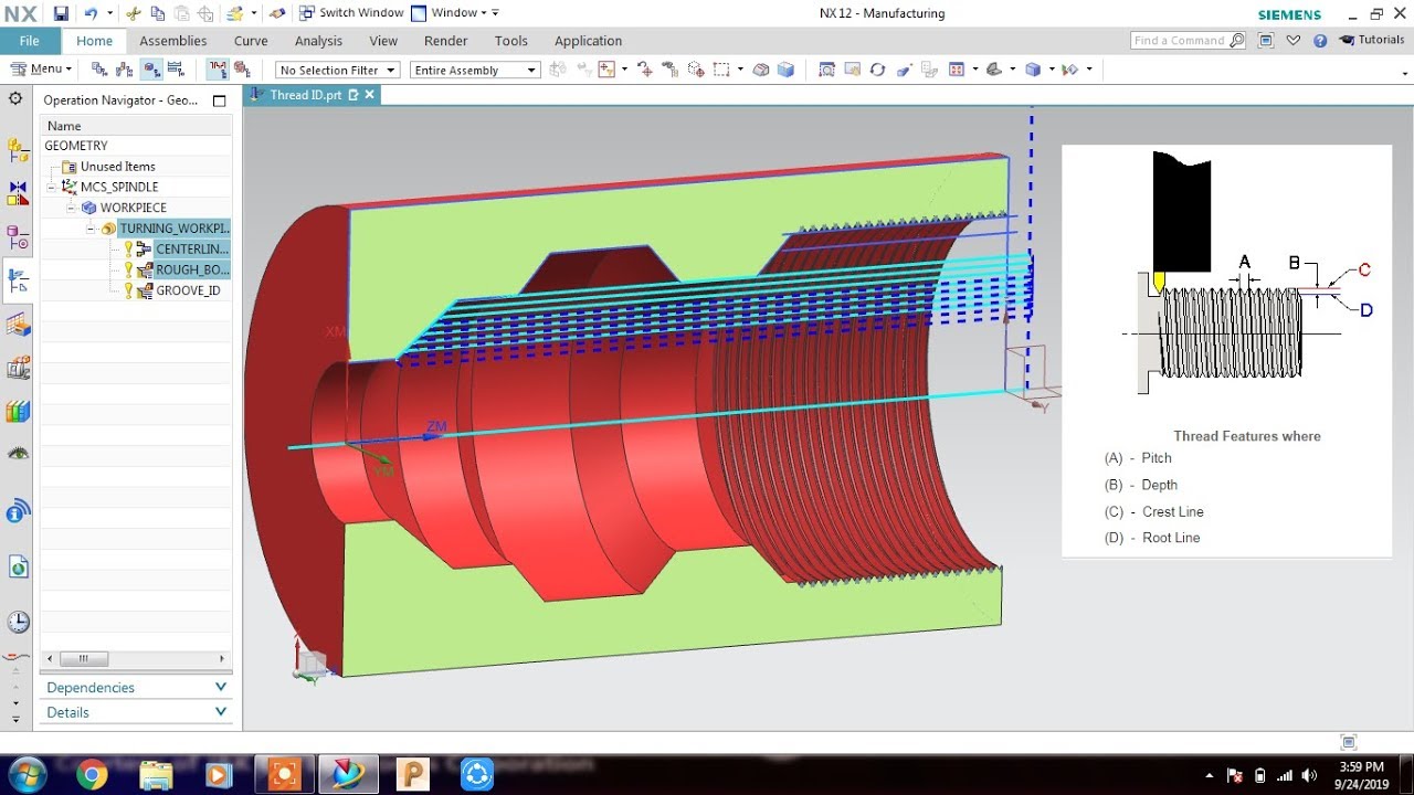 NX CAM #TURNING Thread ID