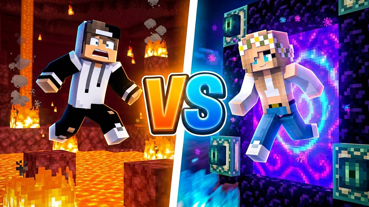 ماين كرافت : تحدي جيجي ضد رانيا في باركور بوابة  Minecraft