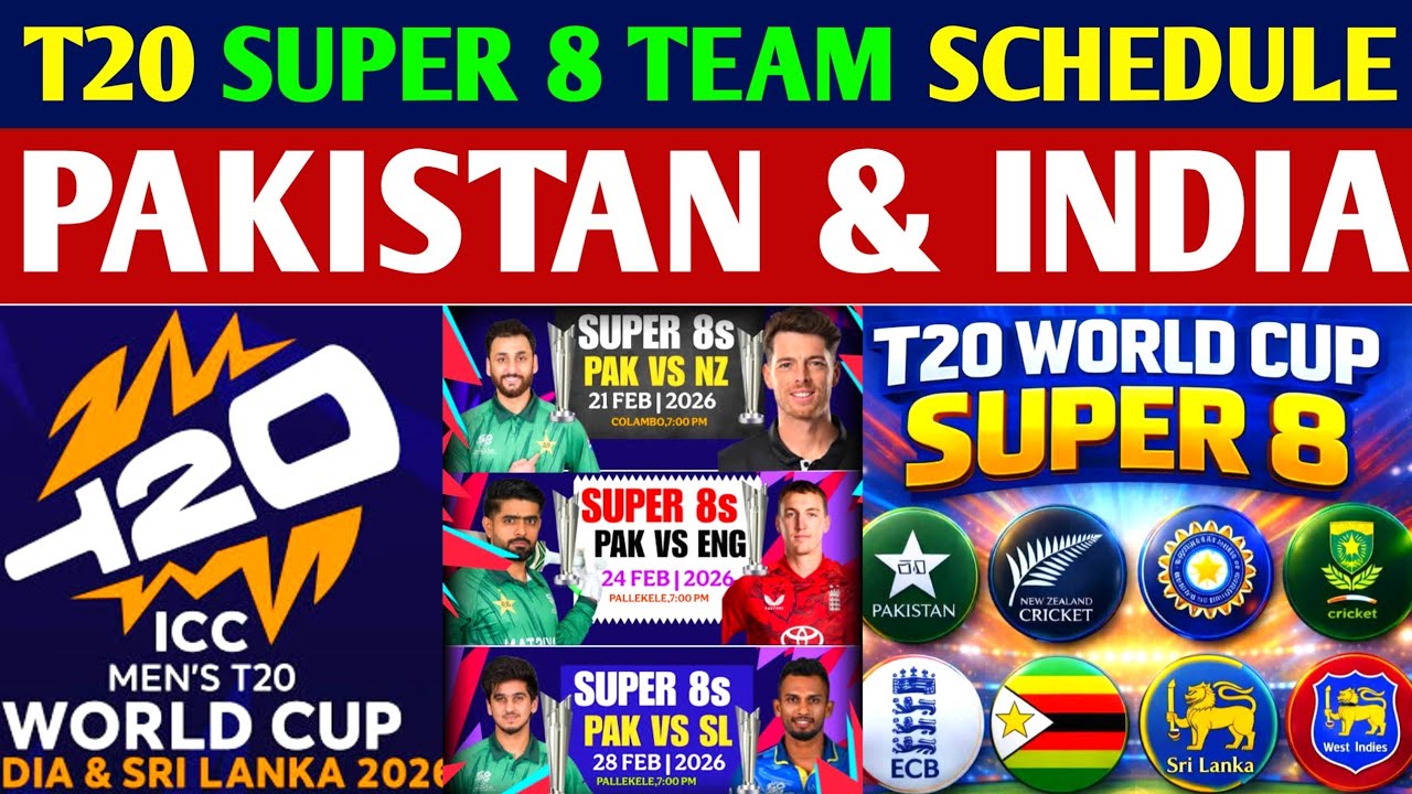 ICC Mens T20 World Cup 2026 Super 8 Schedule | ICC T20 World Cup 2026 Super Eight complete Schedule