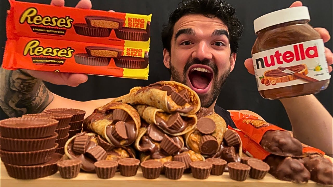 ASMR MUKBANG NUTELLA CHOCOLATE PANCAKES, PEANUT BUTTER CHOCOLATE PANCAKES 먹방, 누텔라초콜릿팬케이크, 피넛버터초콜릿팬케이