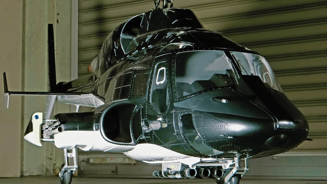 Full Custom RC Scale model helicopter Airwolf 1/7 size Test Flight Part1 Music Request edit