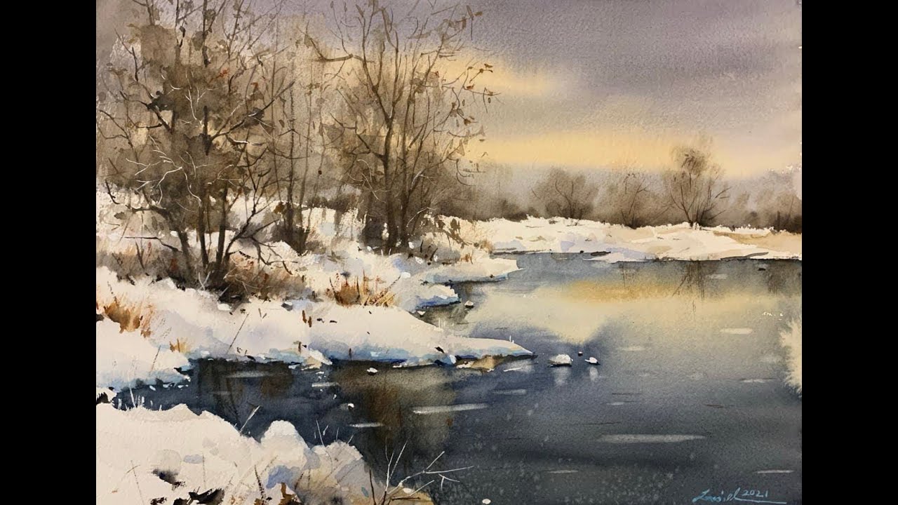 How to paint snow in watercolor by javid tabatabaei