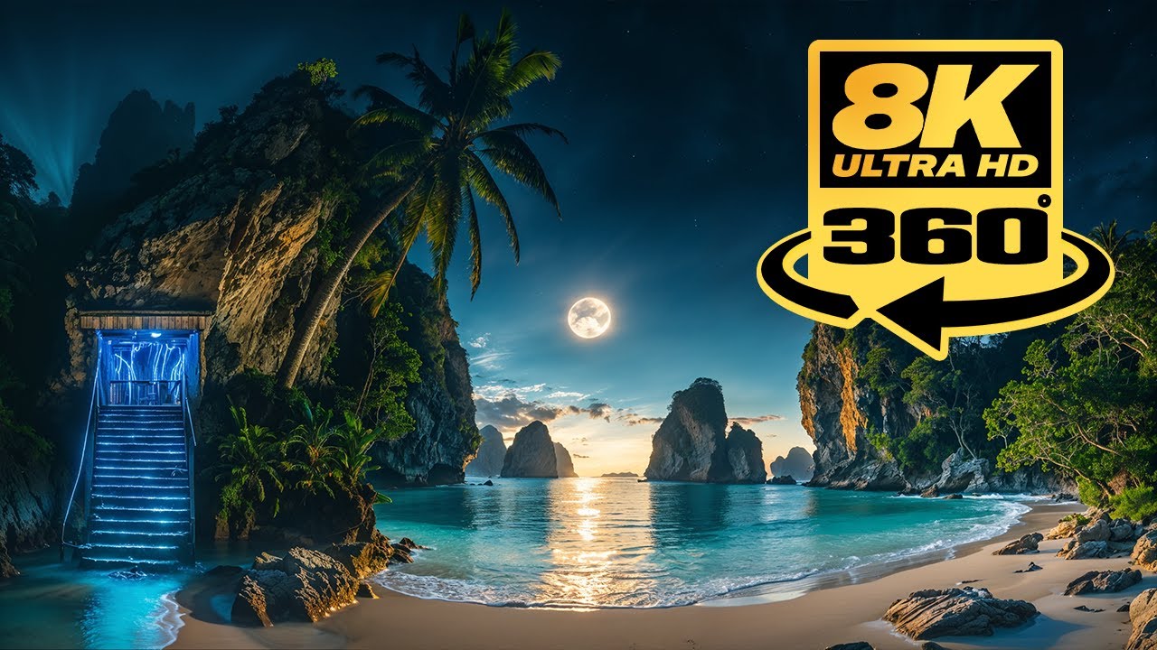 Man Builds BREATHTAKING 8K Moonlit Beach in Immersive 360°