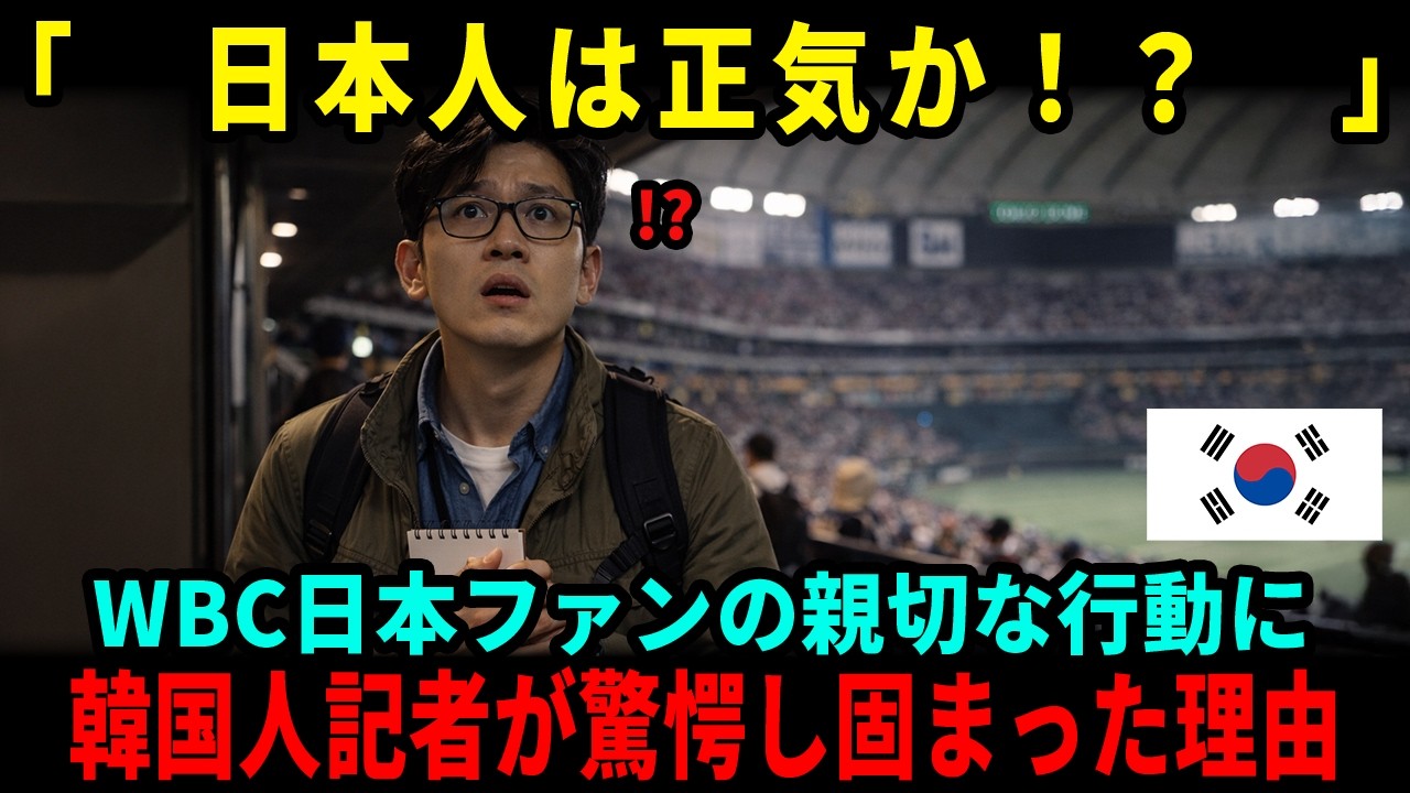 【海外の反応】「なぜ誰も名乗らないんだ?」WBC東京ドームで韓国人記者の荷物が床に散らばった瞬間 、見知らぬ日本人4人が同時に動いた15秒に絶句した理由