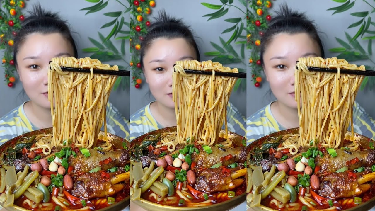 Yummy #37 ,Chinese mukbang, huge Spicy Noodles feast! 🍜 & Dumpling Soup 🍲😋
