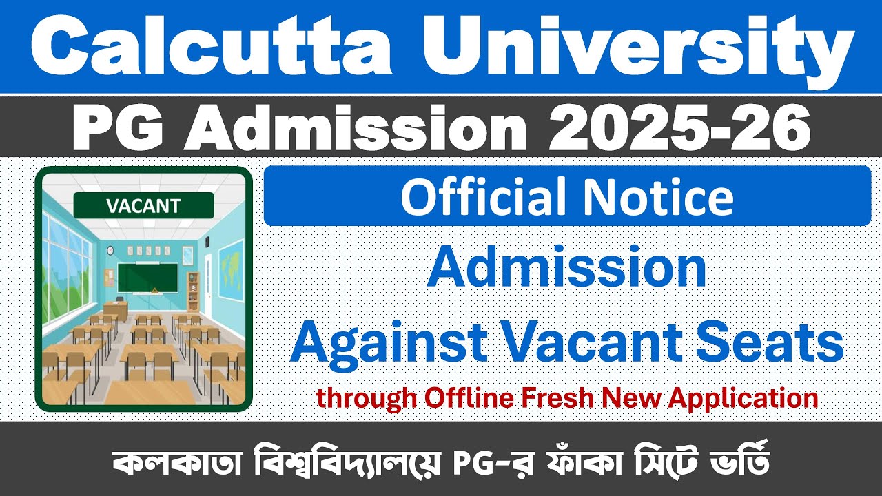 Calcutta University PG Admission Against Vacant Seats 2025-26: CU PG Vacant Seats Admission