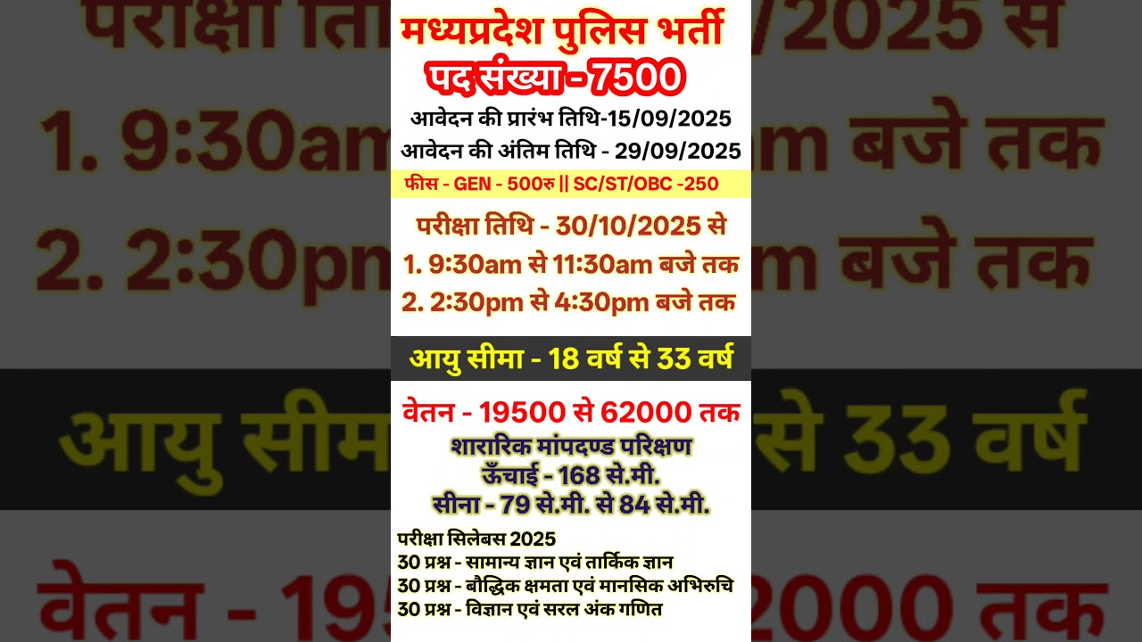 MP POLICE NOTIFICATION 2025 || MP POLICE BHARTI 2025