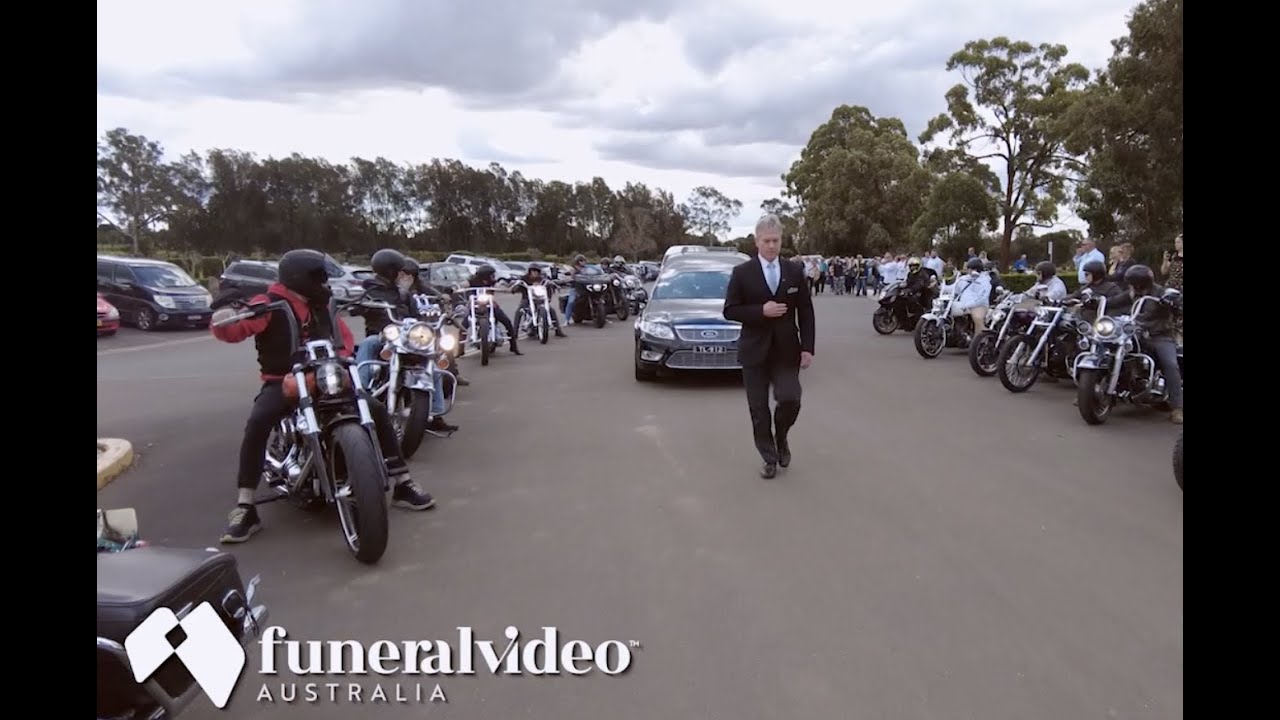 Bike and Hearse Procession. Funeral Video Australia with Trevor Lee & Son Funeral Directors - Sydney