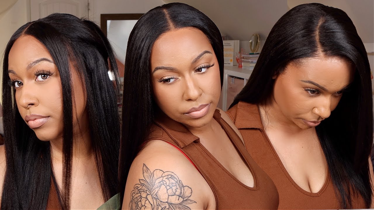 AFFORDABLE Textured Wig! Glueless Yaki Straight Wig Install Bye Bye Knots Pre-cut Wig Klaiyi Hair