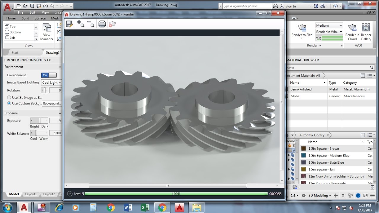 Making 3D Helical Gear by Sweep (twist) command - Autocad 2017