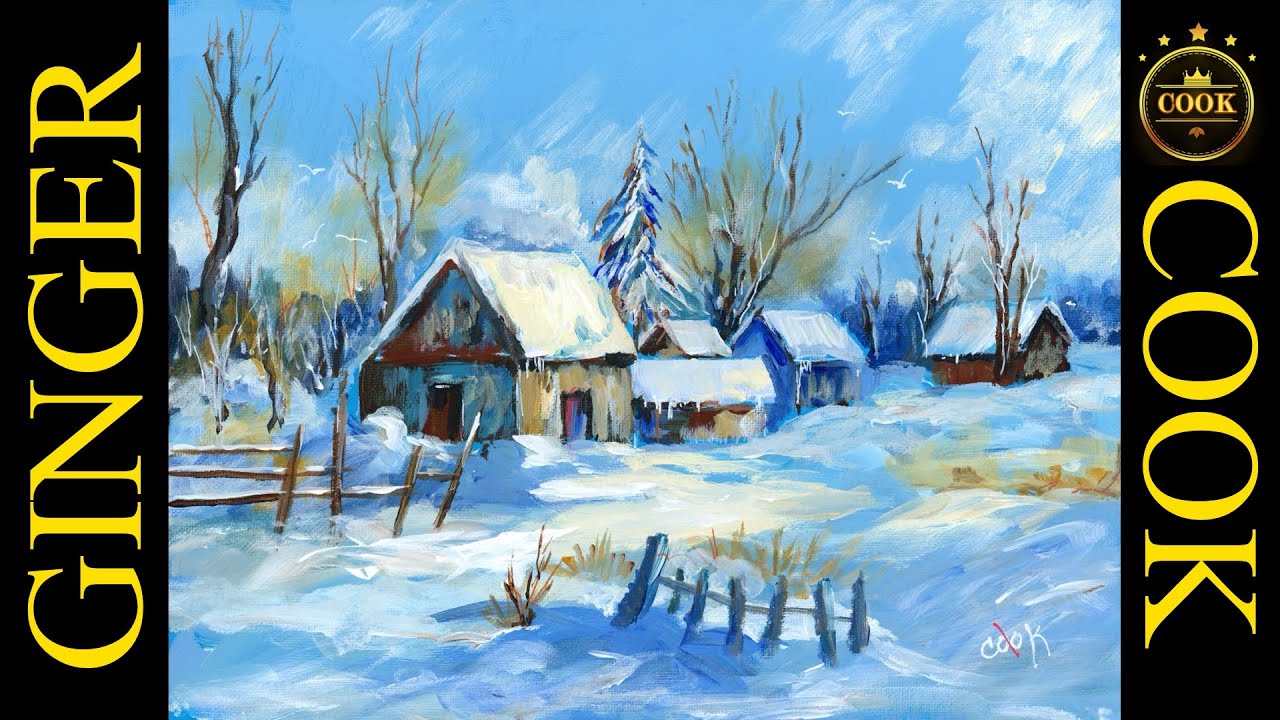 Paint Midwest Winter Barns in Acrylic: Snow Color, Warm & Cool Whites, Easy Focal Point