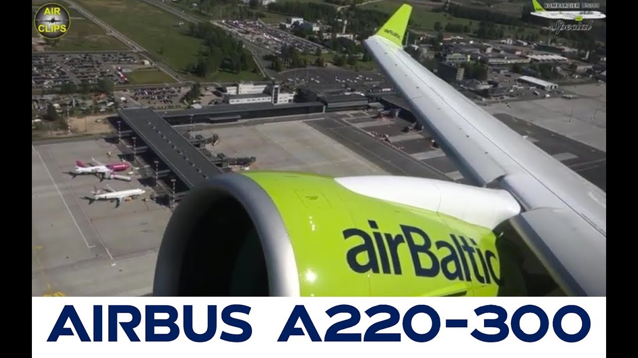 Airbus A220-300 (CS300) SUPER SILENT Geared Turbofan Takeoff with SCENIC airport views! [AirClips]