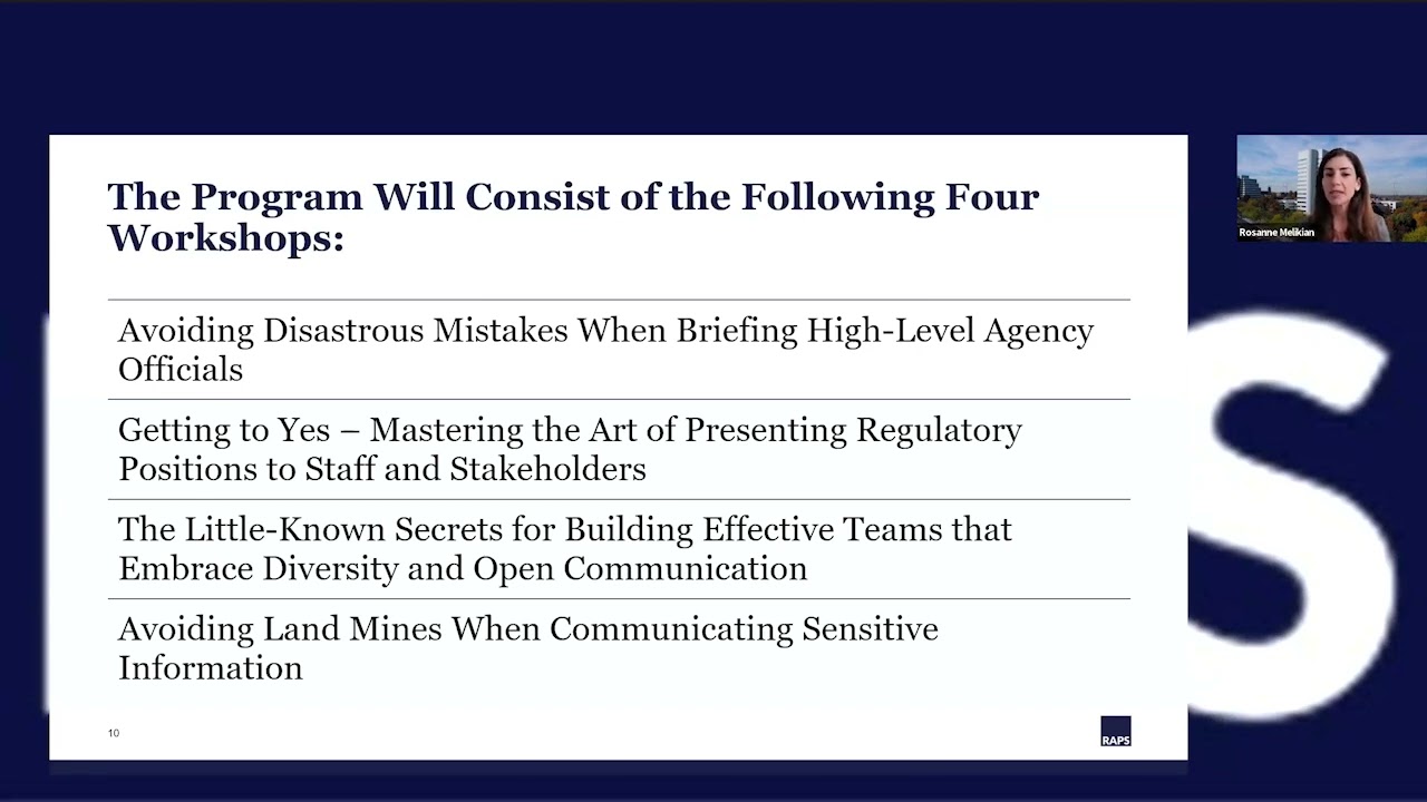 A sneak peek at the RAPS Advanced Strategic Communication Program for regulatory professionals