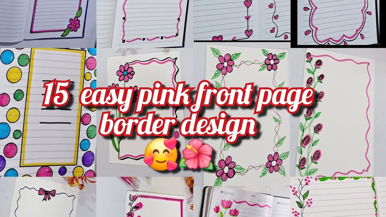 15 easy pink beautiful Border design l front page design l assignment Border l Project work design 