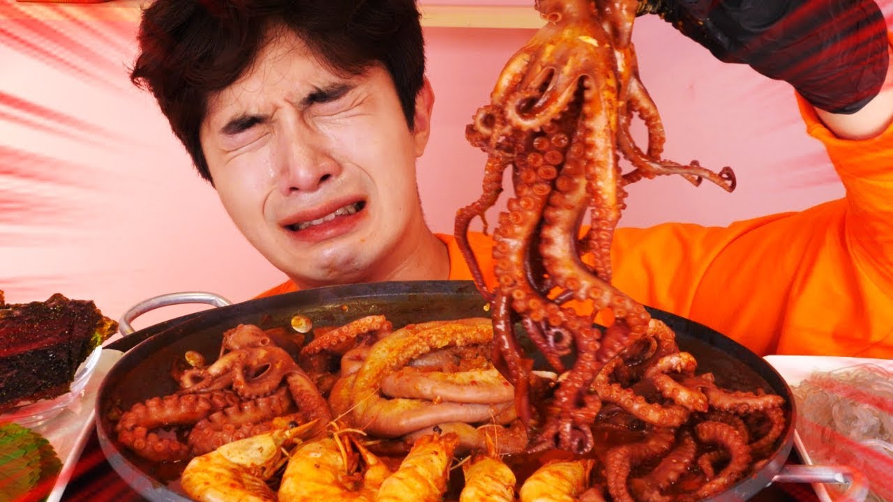 RUS SUB) Лягур Осьминог Путешествие Креветки э Ешь Mukbang 🔥 Spicy Octopus  Shrimp ASMR 후니 Hoony