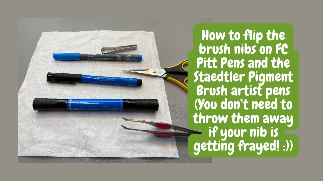 How to flip the brush nibs on FC Pitt Pens and Staedtler Pigment brush pens :) | Adult Colouring