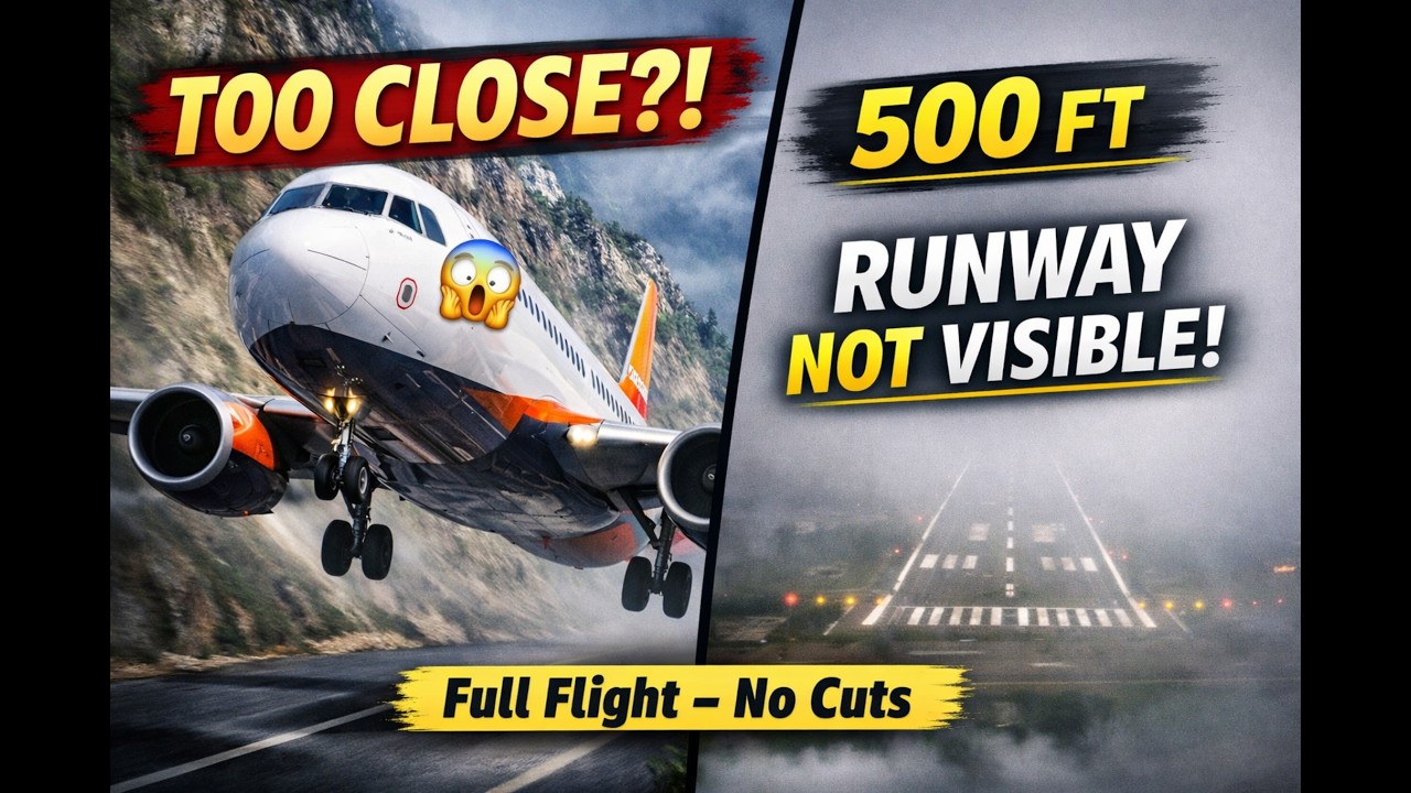 EXTREME Paro Takeoff! 😱 Almost Hit the Mountain  Blind 500FT Landing in Kolkata  Full Flight 4K