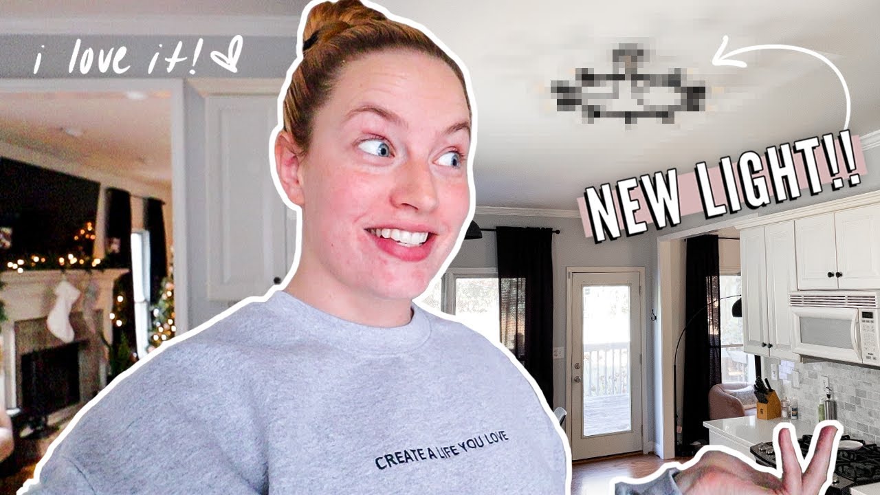 revealing my new kitchen light!! rainy day at home vlog // vlogmas day 11