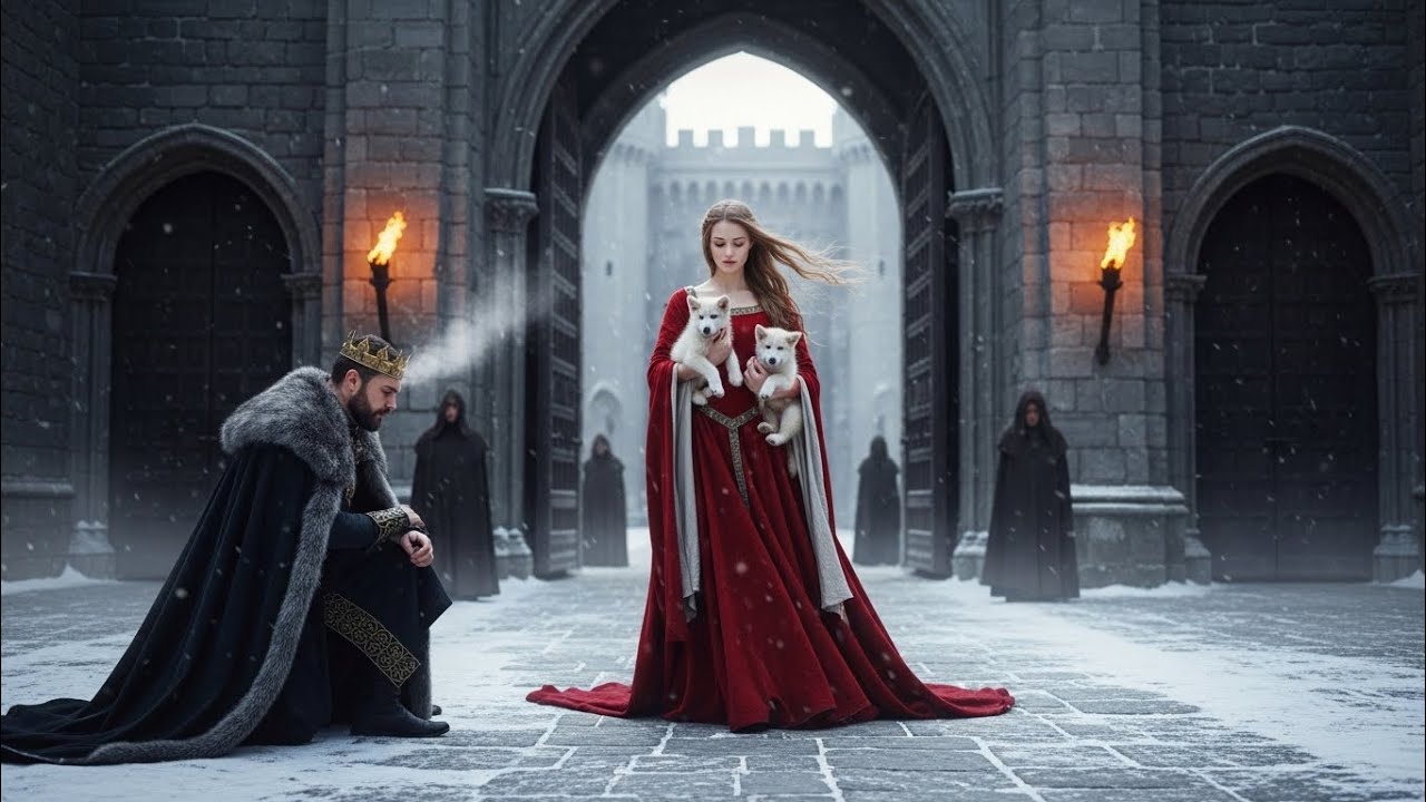 The Red Queen and the White Wolf Pups | Epic Medieval Fantasy Scene