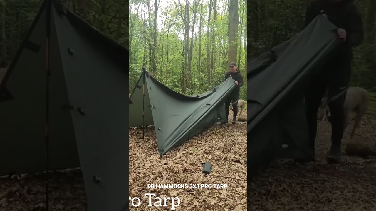&lrm;@rightpathhikes&nbsp; DD Hammocks 3x3 Pro Tarp pitched with 2 hiking poles and 4 tent pegs. # #hiking