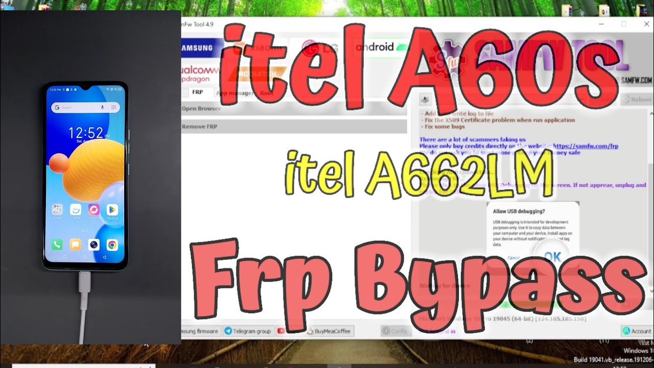itel A60s (itel A662LM) Android 12.Frp Bypass | Google Account Remove | Free Tool | SamFw Tool.