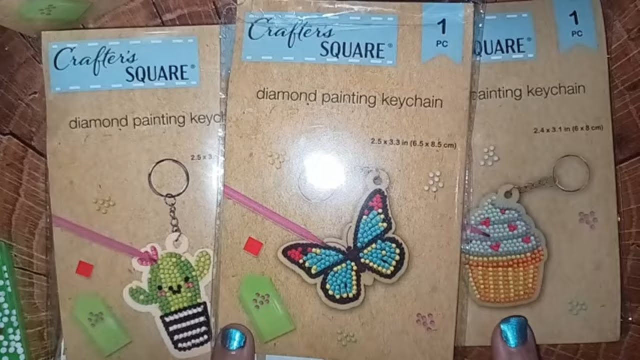Dollar Tree Review Crafters Square Diamond Painting Key Chains
