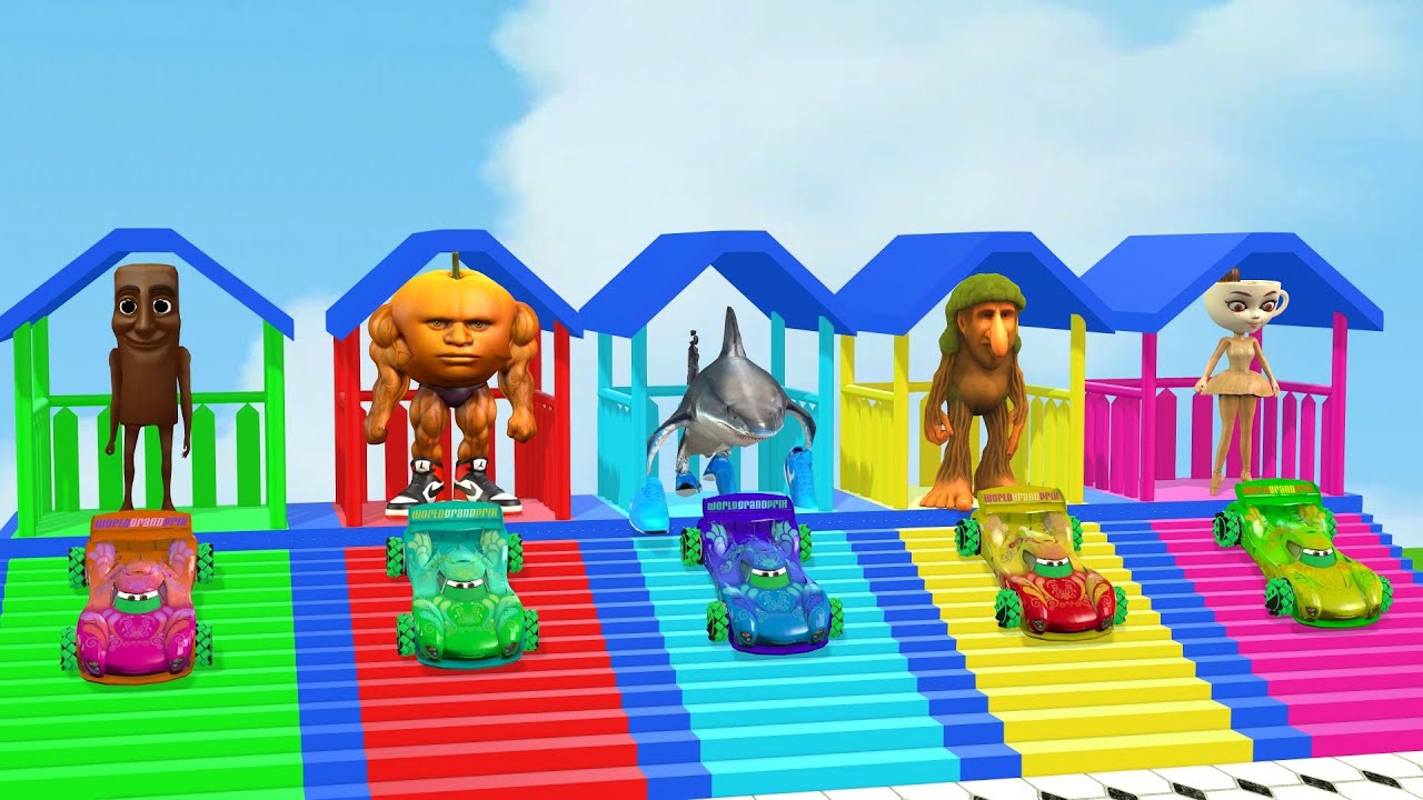 Long Slide Game With Cow Elephant Gorilla Hippopotamus Tiger 3d Animal Game Funny 3d Animals