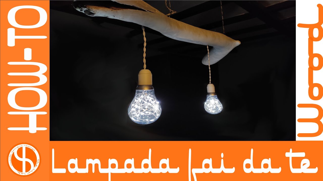 Lampada fai da te con tronco recuperato