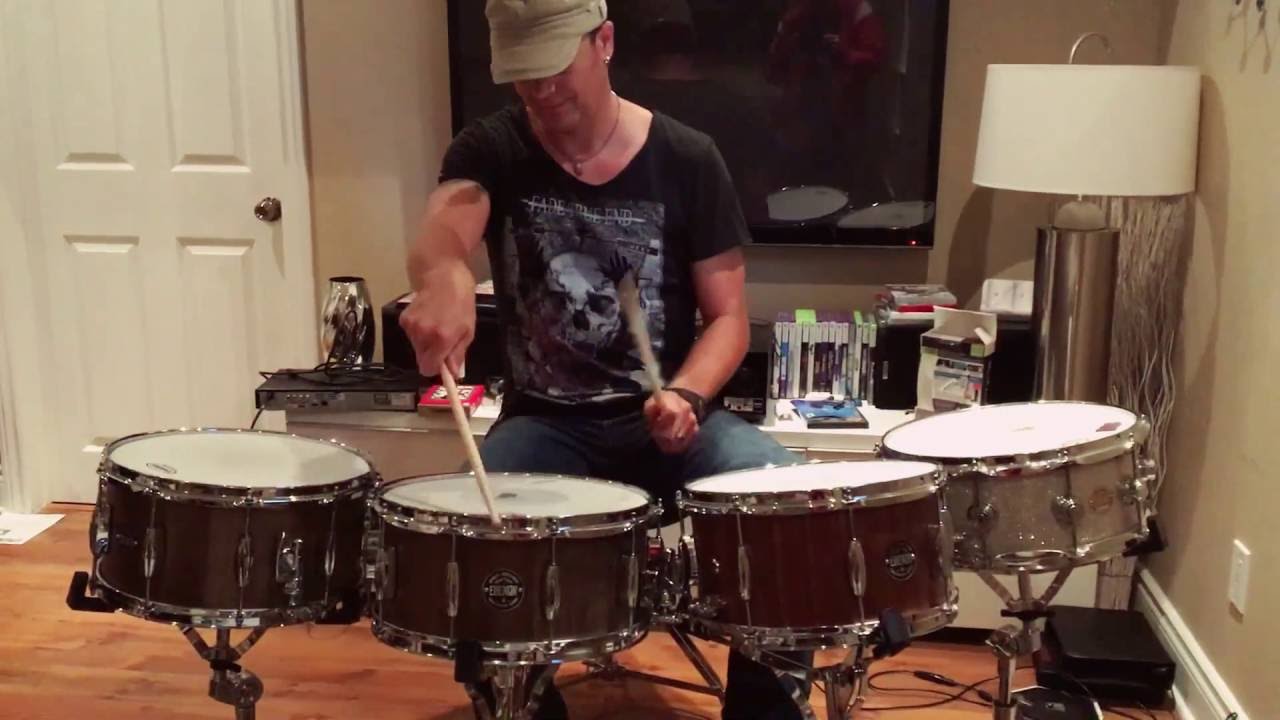Testing snare drums from Ebenor Percussions.