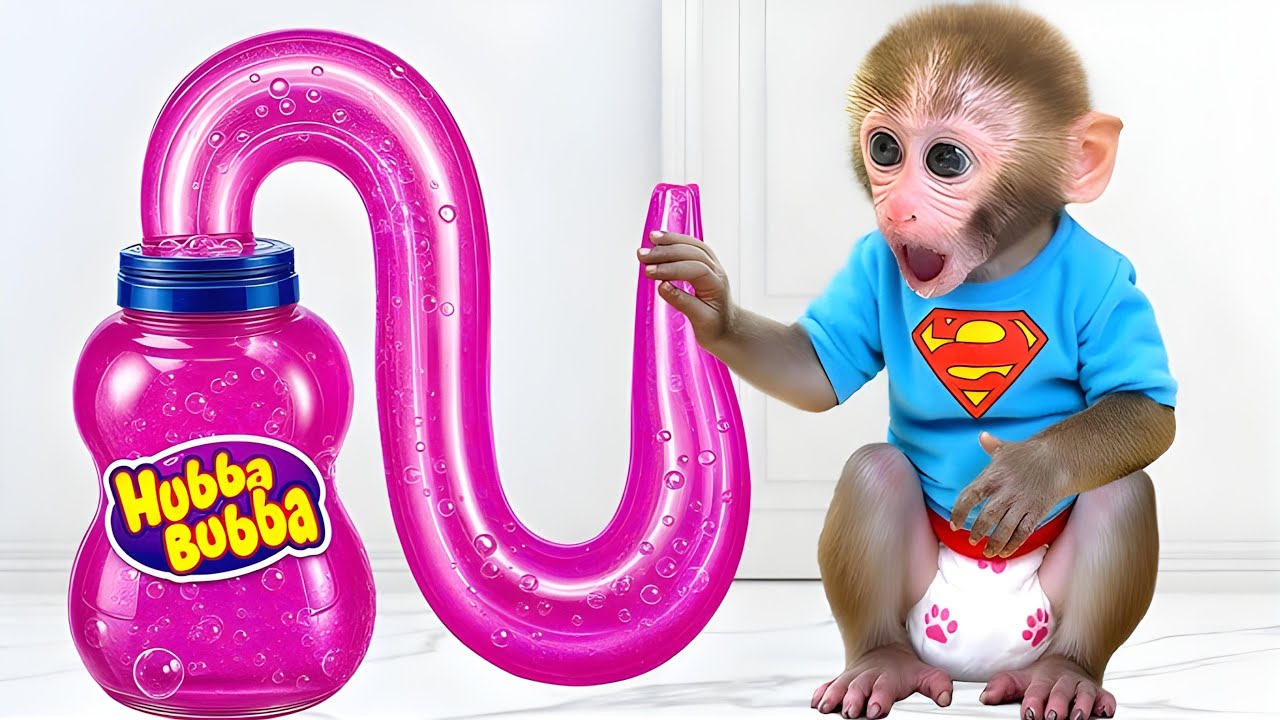Monkey Baby Gets a BIG Baby Shark Surprise! 🦈🎉🐒