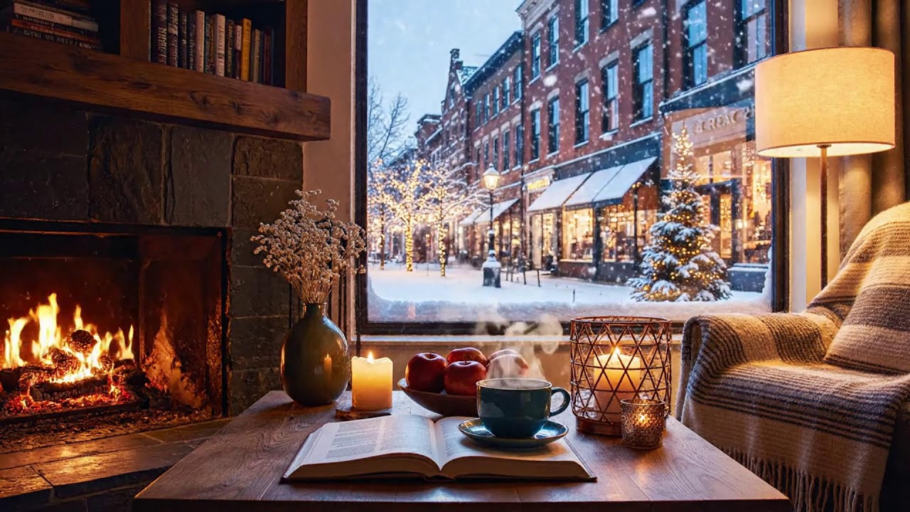 Silent Snowfall Café Jazz 🔥 Warm Fireplace Atmosphere for Serious Focus