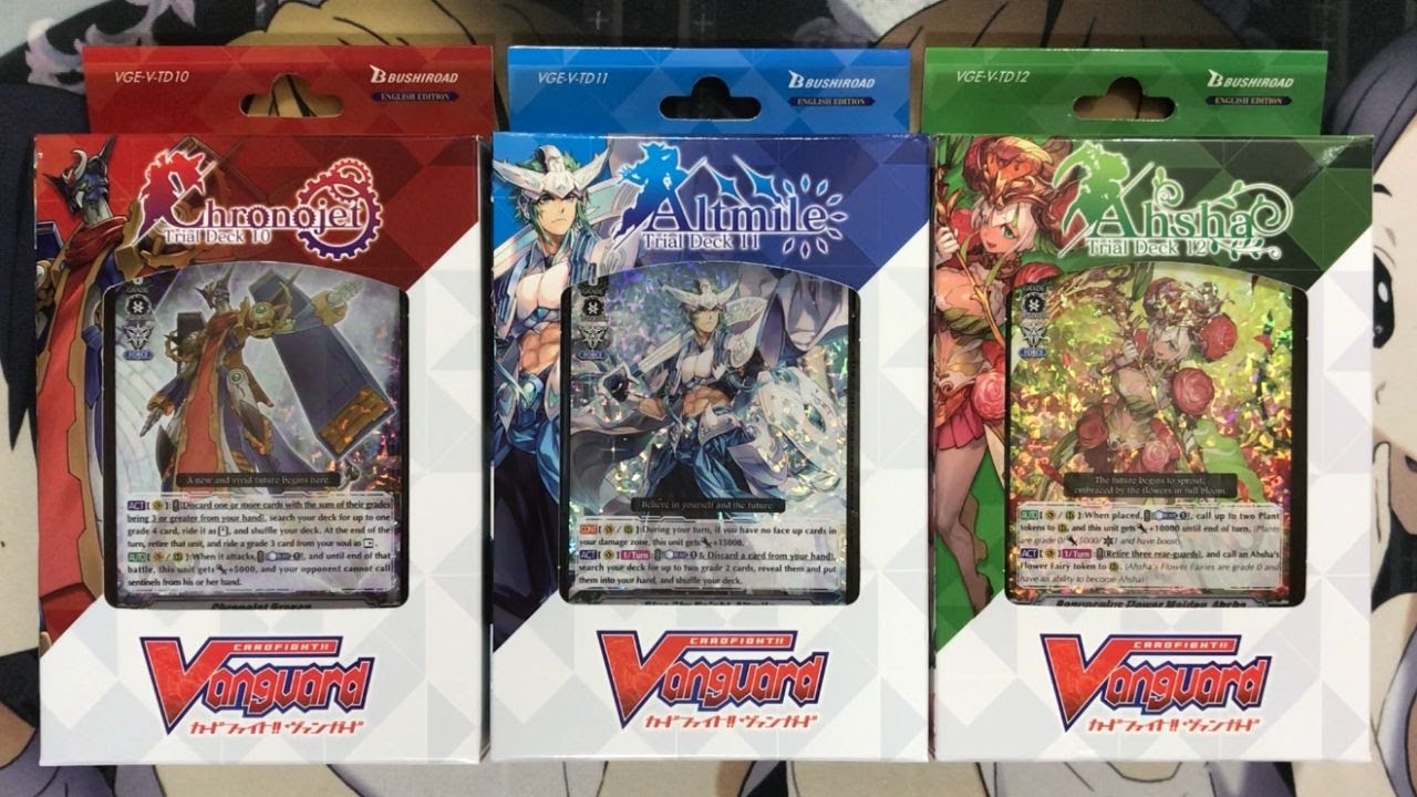 Opening My Cardfight Vanguard Trial Decks Chronojet, Altmile, & Ahsha