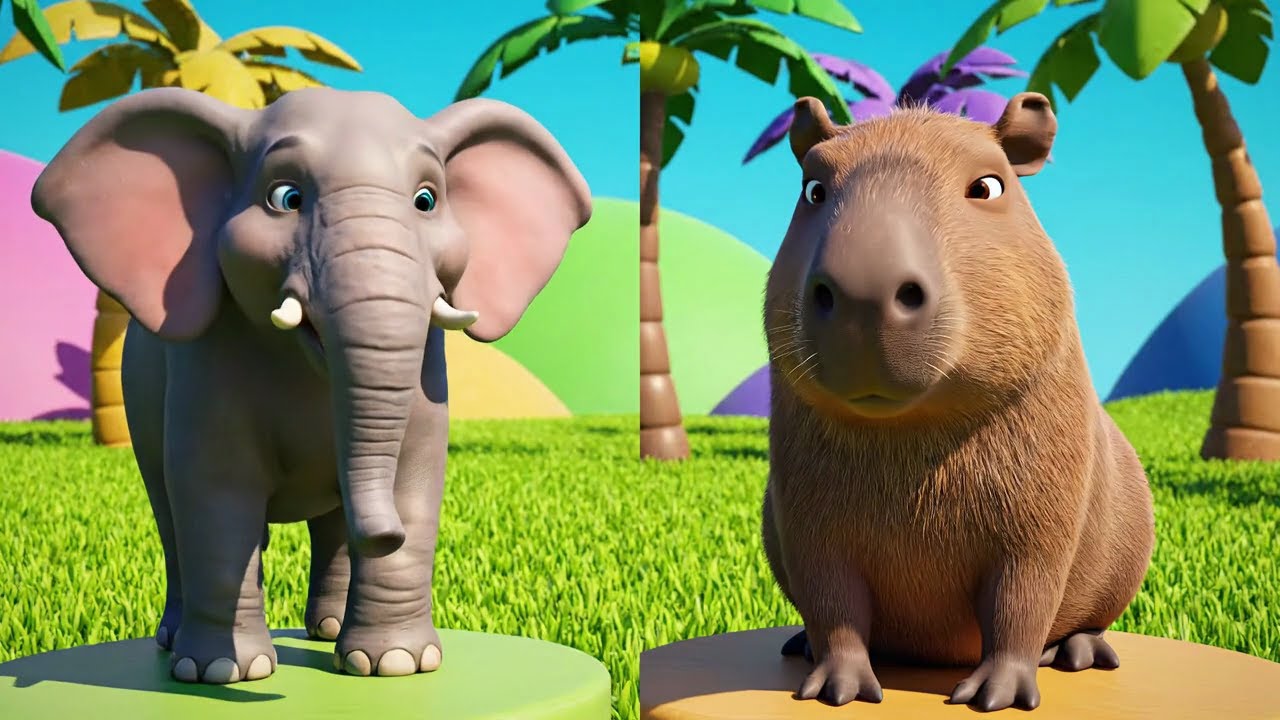 Long Slide Game Ultimate Animal Push & Hold Challenge | Funny 3D Animals