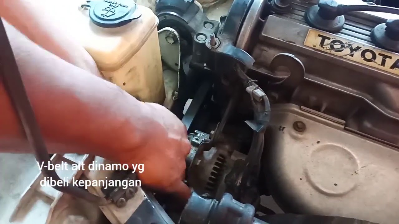memasang v-belt alternator dinamo mobil corolla twincam
