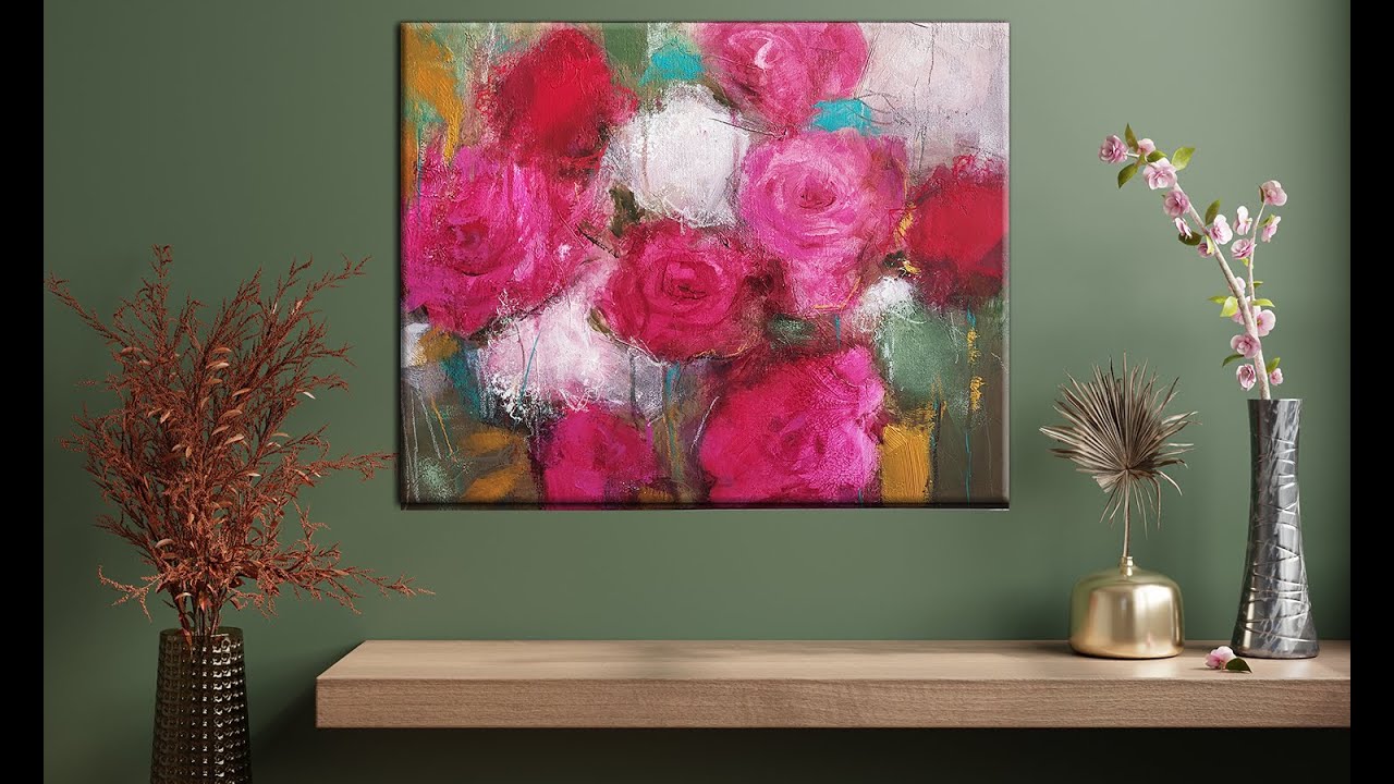 Abstrakte Blumen / Abstrakt malen mit Acryl / Struktur/ Abstrakte Acrylmatechniken#/007  MariArtHome
