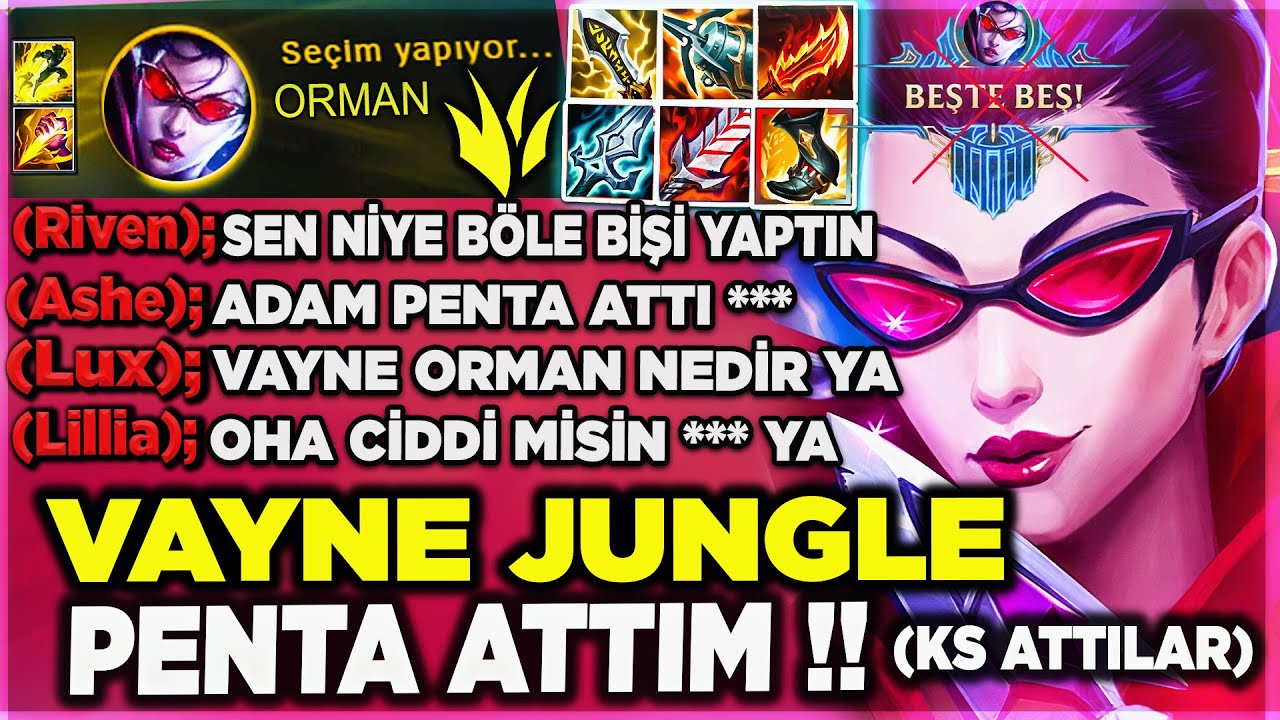 VAYNE ORMAN SCRİPT GİBİ OYNADIM !! PENTA ATTIM !! 1 CANLA ÇALDILAR !!