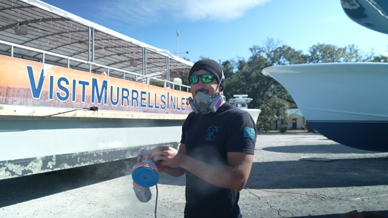 Prepping The Explorer Boat For The Upcoming Season Of Salt Water Marsh Eco Tours