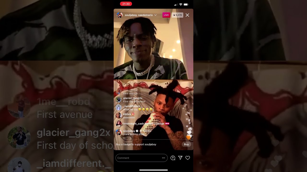 SaeDemario goes live with SouljaBoy