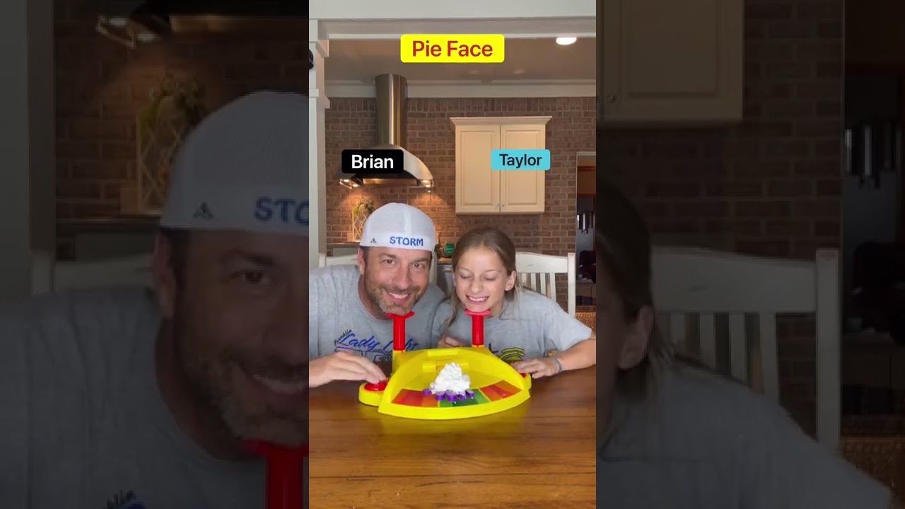 Pie face! Dad vs. daughter!