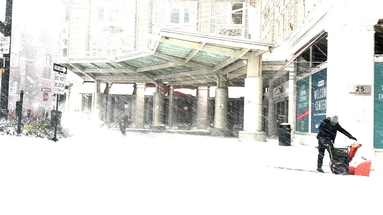 Crews clear snow in downtown Lancaster, Pa.