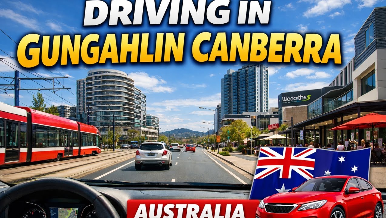 Driving in the Town of Gungahlin, Canberra, Australia