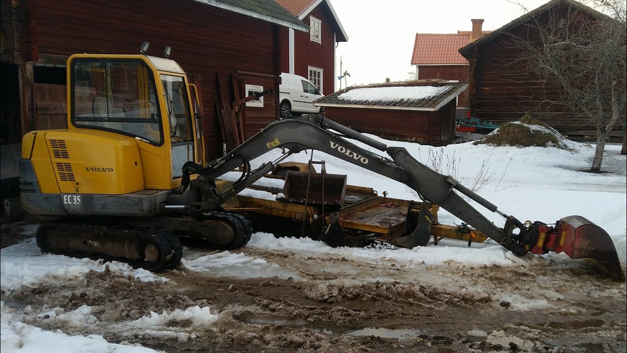 Akut dikning med tjälkrok å grävmaskin