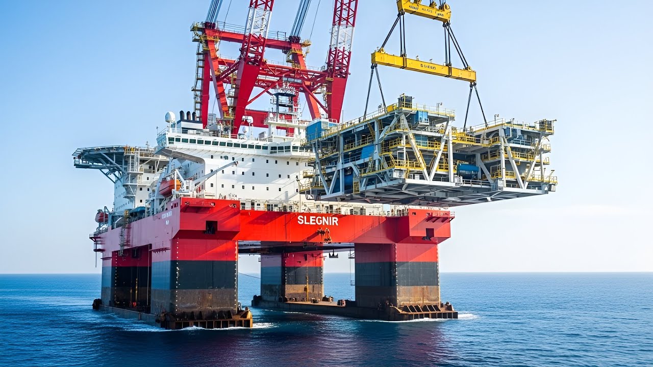How Giant Crane Ships Build Bridges and Oil Rigs