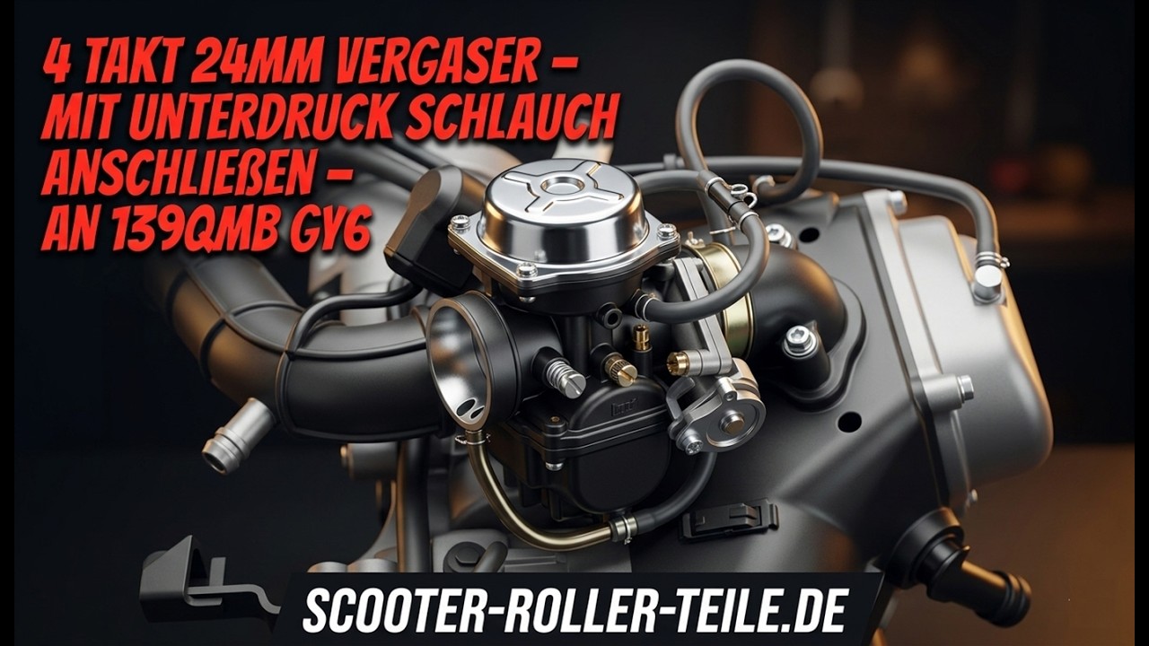 4 Takt 24mm Vergaser mit Unterdruck schlauch anschließen an 139QMB GY6 50 72 80 90 125 150 Zylinder