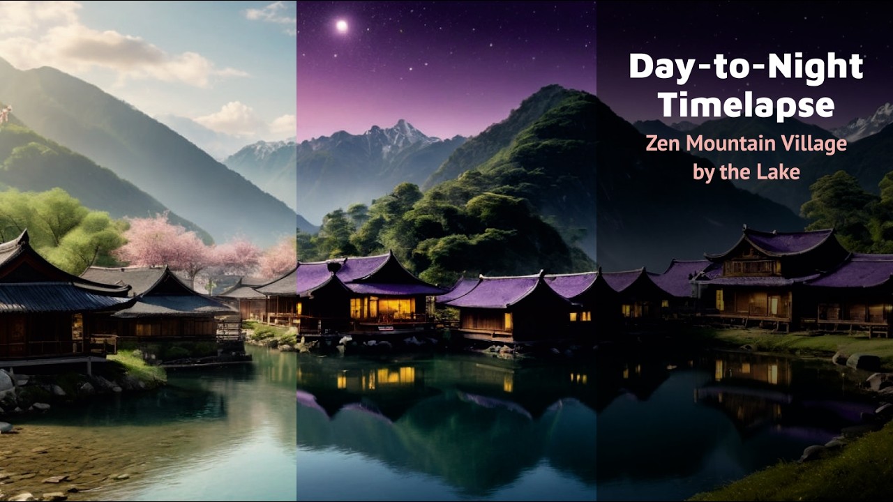 Tranquil Asian Mountain Village: Day to Night Timelapse for Sleep & Meditation