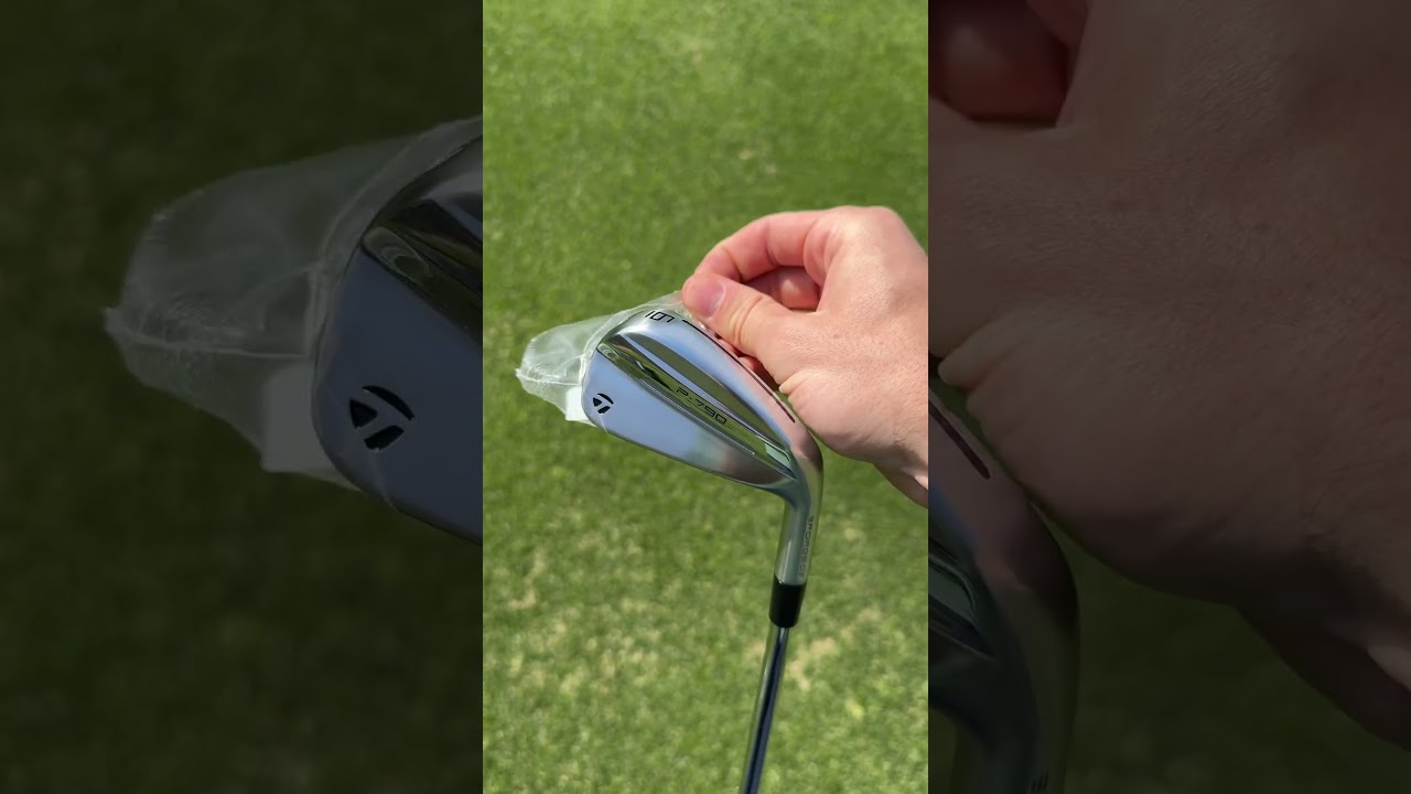 Peeling the plastic off of brand new P&middot;790s. 😍 #TaylorMade #golf #shorts